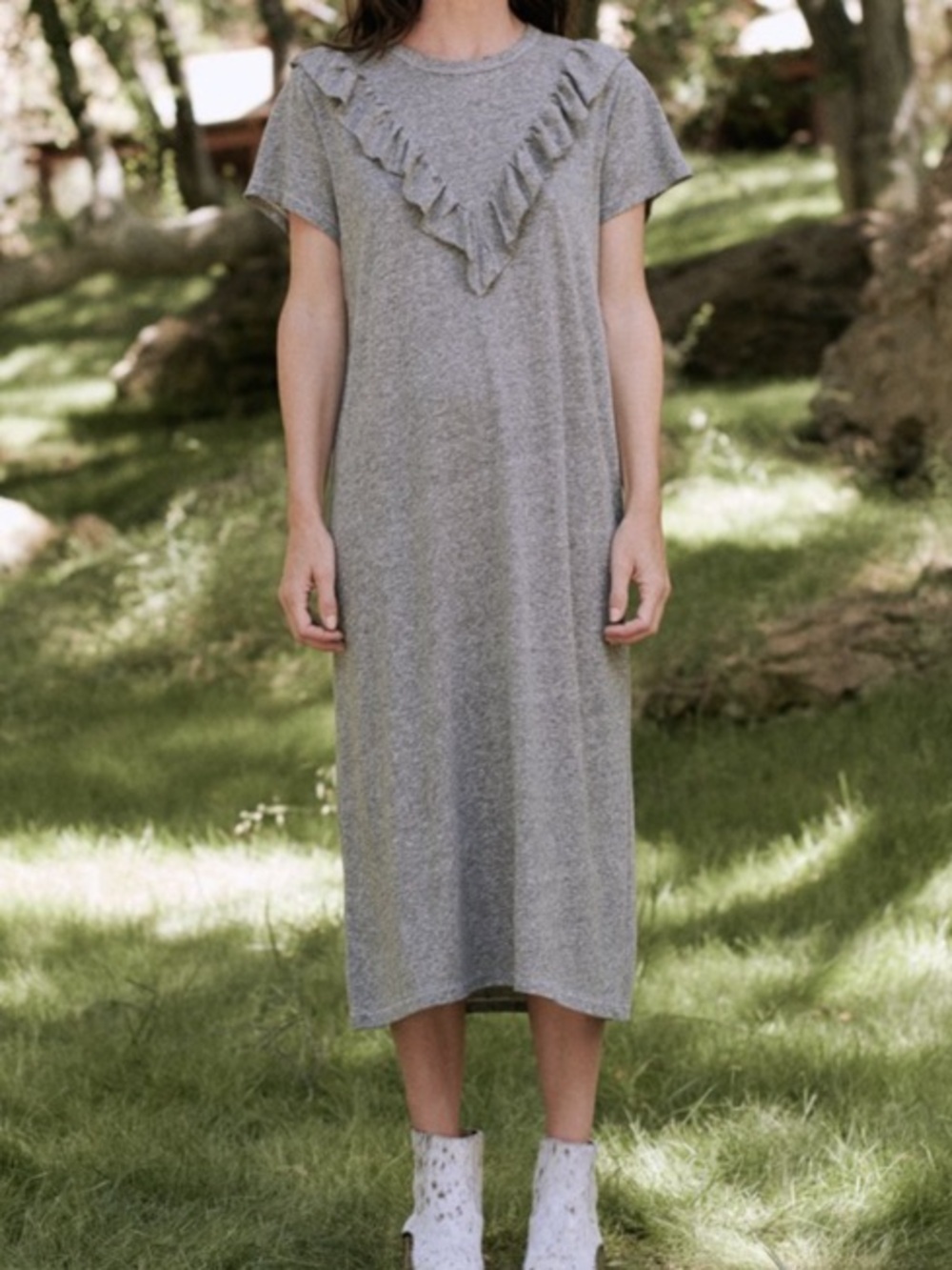 THE GREAT Heather Gray Tuxedo Dress